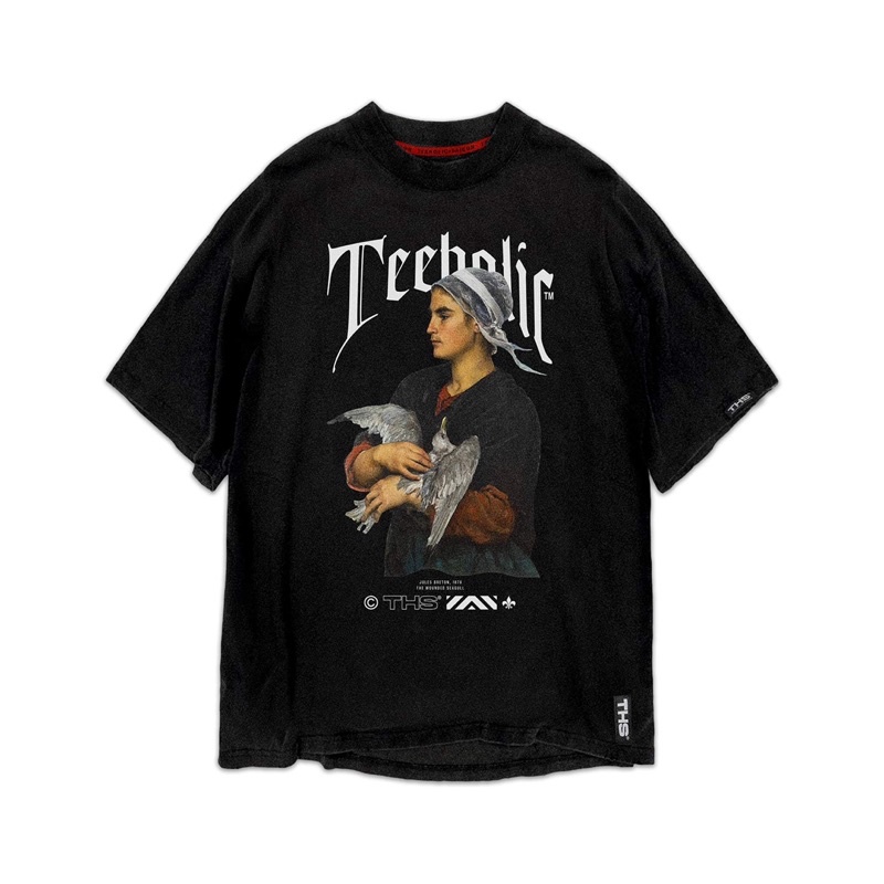 Áo Thun Unisex Form Rộng Tranh Gothic Cô Gái Hải Âu TeeHolic Màu Đen -THS Local Brand