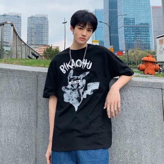<ORDER-JS/Ngô Thạch Cửu>áo thun nam form rộng tay lỡ hoạ tiết pikachu