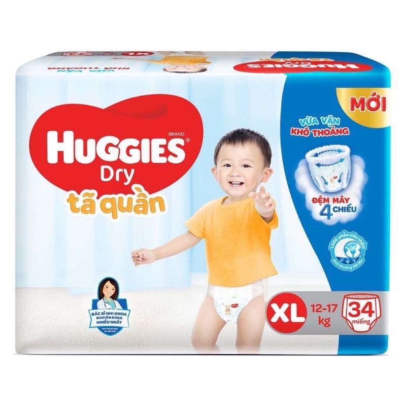 Bỉm Quần Huggies Chống Hăm, Chống Tràn Hiệu Quả Đủ Size S48/M42/L36/XL34/XXL30