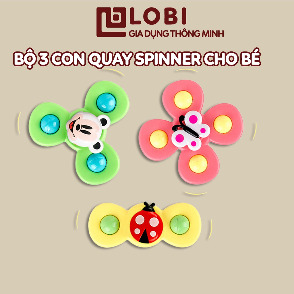 Bộ 3 đồ chơi con quay spinner cho bé gắn tường chong chóng hoạt hình dính tường hít chân không