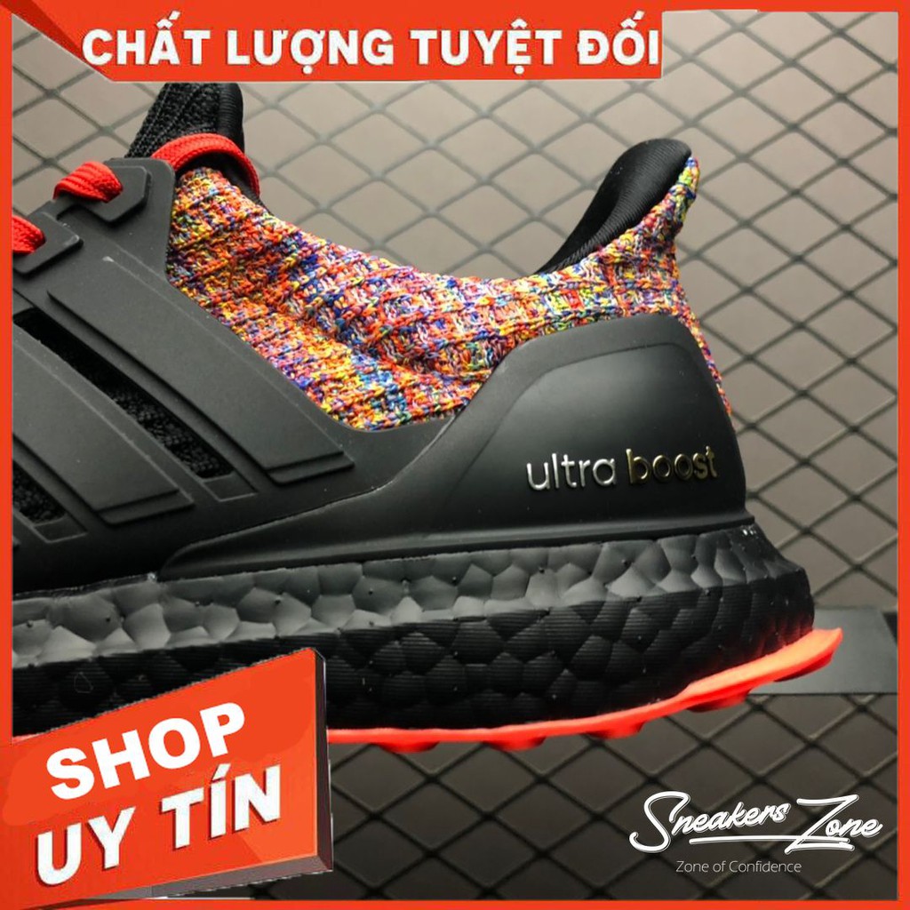 (FREE SHIP + HỘP + QUÀ) Giày thể thao ULTRA BOOST 4.0 multi colors Black đen gót thổ cẩm siêu đẹp cho nam và nữ