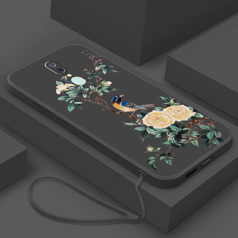 Ốp Điện Thoại TPU Mềm Họa Tiết Hoa Và Chim Có Dây Đeo Cho oppo f11