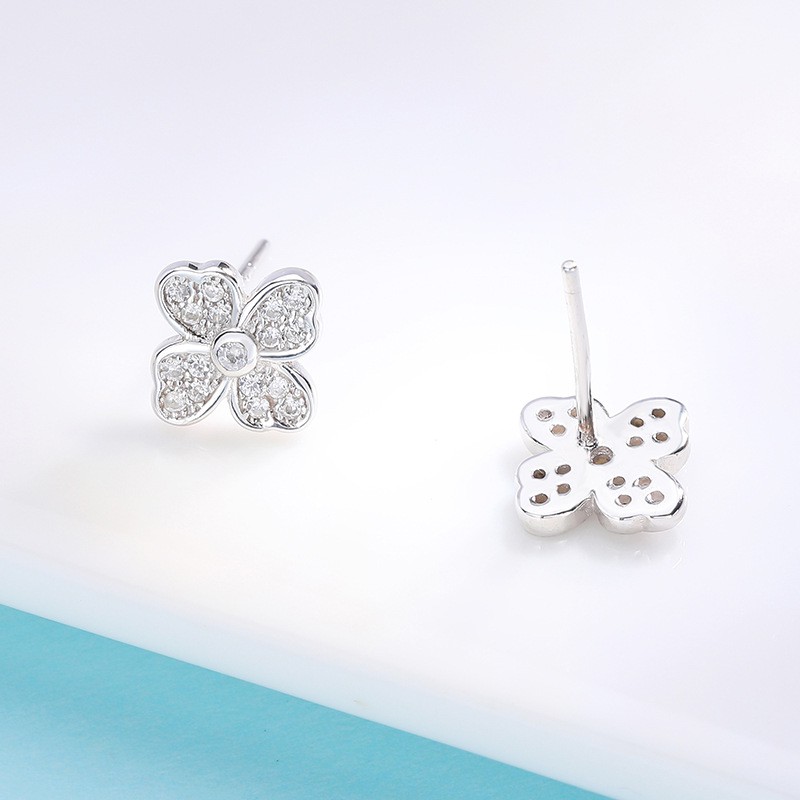 Bông Tai Bạc Ý TNC JEWELLERY 925 Cỏ Bốn Lá May Mắn