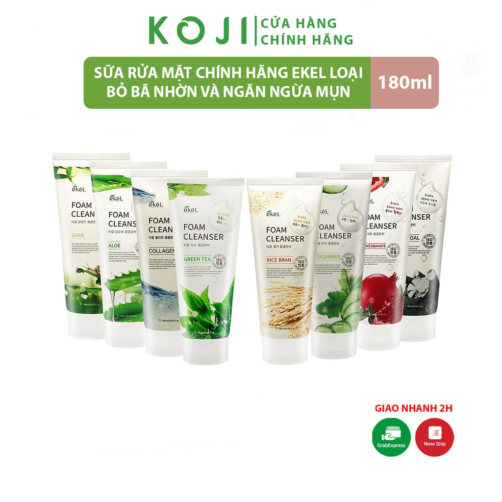 Sữa rửa mặt Ekel Hàn Quốc Chính Hãng 180ml làm sạch sâu ngăn ngừa mụn và loại bỏ bã nhờn