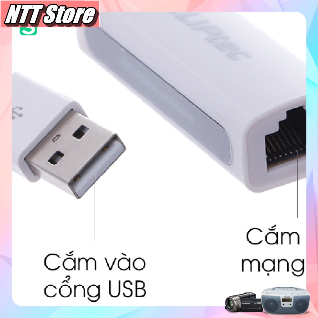 Dây chuyển đổi từ USB sang cổng mạng Lan mới 100% - NTT Shop