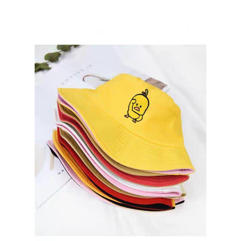 Nón Bucket Nam 2 Lớp Thêu Chú Vịt Vàng, Mũ Tai Bèo Nữ Vành Che Nắng TRIEUVY_FASHION