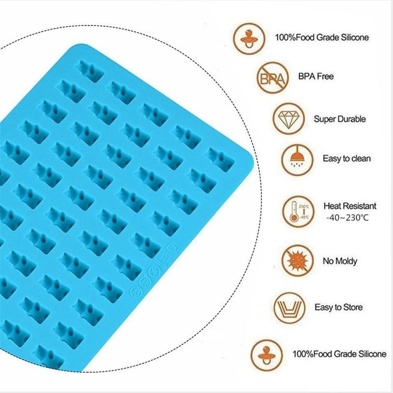 Khuôn Silicone 50 Ngăn Hình Gấu Gummy Kèm Ống Nhỏ Cho Làm Thạch Rau Câu DIY