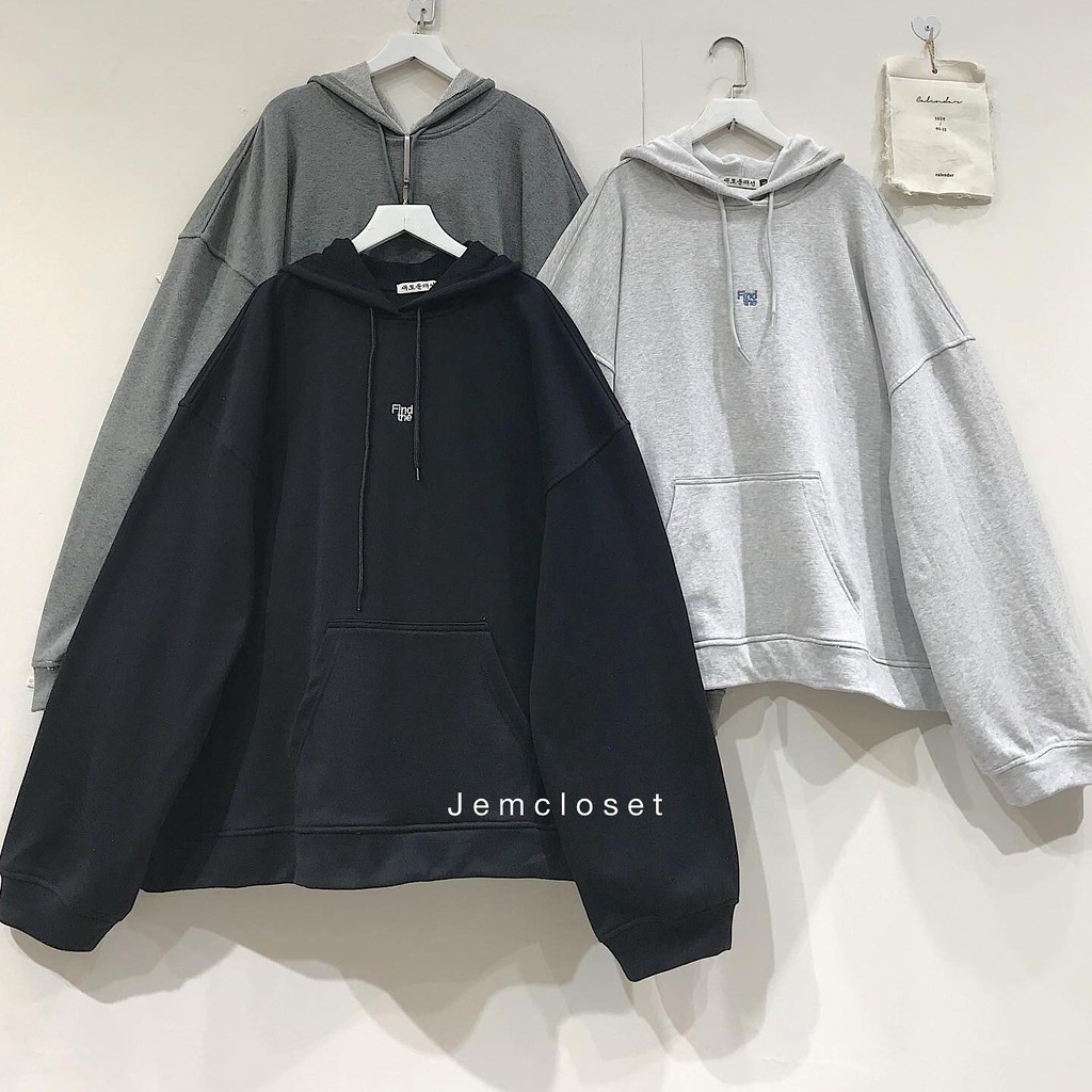 Áo Hoodie Nữ JEMCLOSET Form Rộng Pingoo Chất Liệu Nỉ Da Cá Kèm Mũ Phong Cách Hàn Quốc - 1768