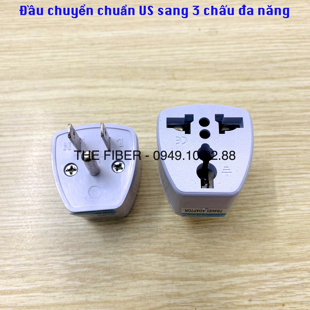 Đầu chuyển phích US sang 3 chấu đa năng - 10A 250V