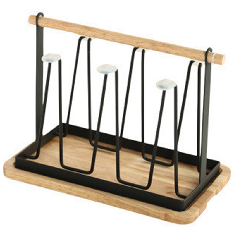 Giá Đỡ Cốc Uống Nước Di Động Bằng Sắt Kèm Khay Ráo Nước Cho Nhà Bếp