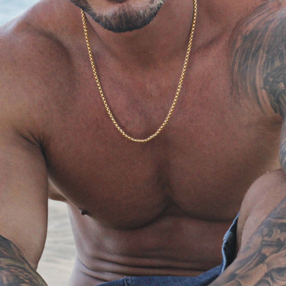 Dây chuyền thép titan mặt vuông đơn giản 3mm thời trang cho nam