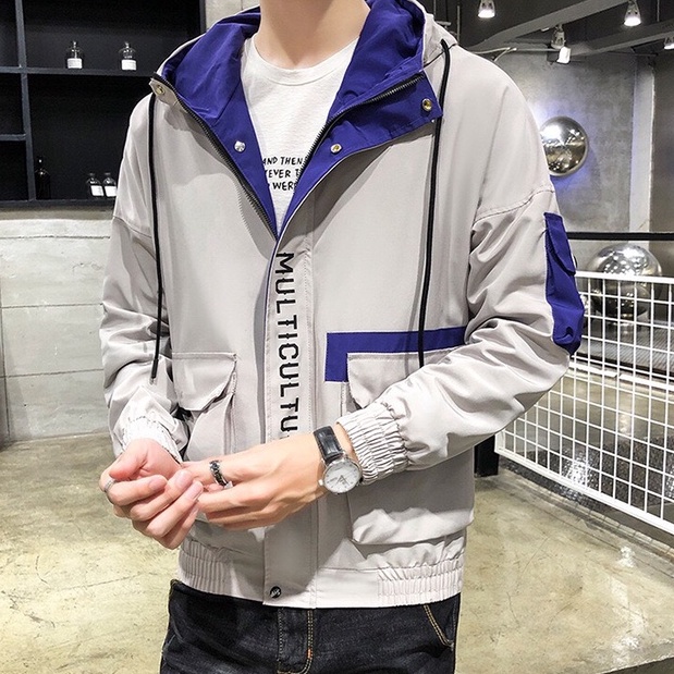 Áo khoác gió kaki túi hộp dành cho nam phong cách thời trang