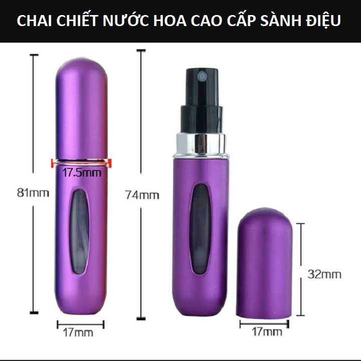 Chai Chiết Nước Hoa Vỏ Nhôm 5ML - Kiểu Dáng Sang Trọng - Nhỏ Gọn