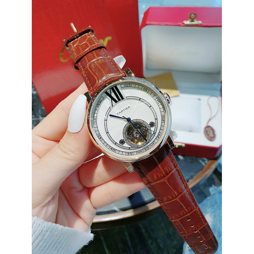 Đồng Hồ Nam Catier Máy Cơ - Automatic - Dây Da - Size 44mm - Lộ cơ 6h