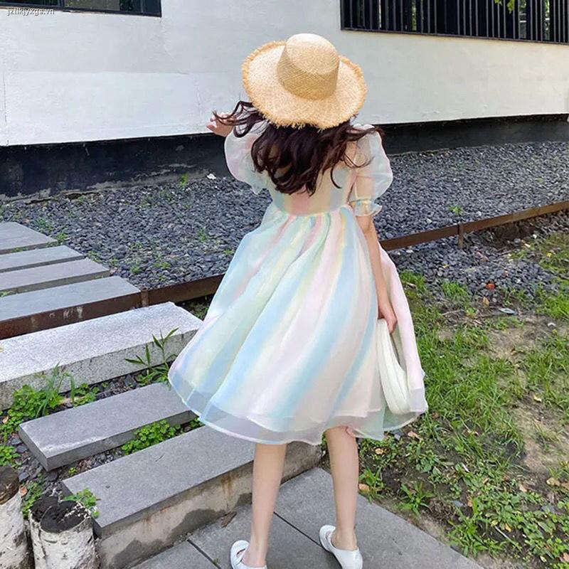 Đầm Xòe Tay Phồng Màu Sắc Cầu Vồng Xinh Xắn Dành Cho Nữ | BigBuy360 - bigbuy360.vn