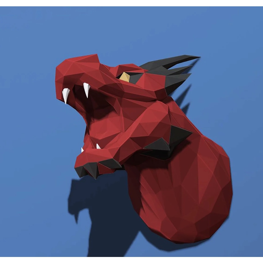 Mô hình Dragon 3D bằng giấy treo tường, bộ mô hình đầu rồng bằng giấy giá rẻ trang trí nhà cửa