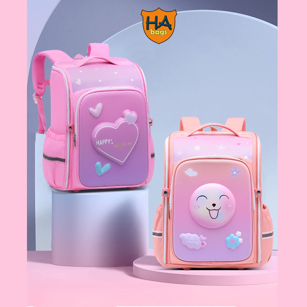 Cặp sách chống gù HA1019, balo đi học kích thước 41x31x21cm phù hợp cho học sinh lớp 4,5,6
