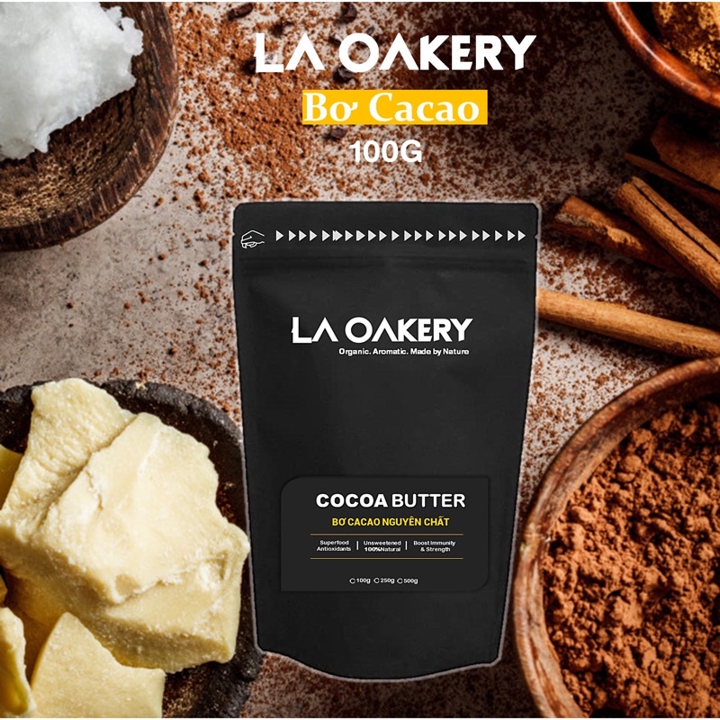 Bơ cacao nguyên chất La Oakery giàu vitamin E, chống ôxy hóa,khoáng chất, làm đẹp,tăng đàn hồi cho da 100g