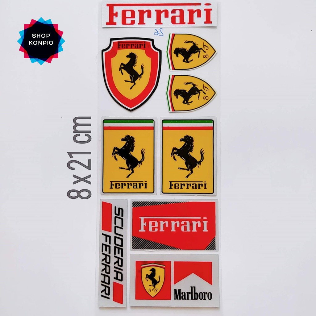 Bộ Tem Sticker Phản Quang Ferrari Cao Cấp Dán Xe Máy, Ô Tô, Mũ Bảo Hiểm, Chống Thấm Nước, Chống Bay Màu