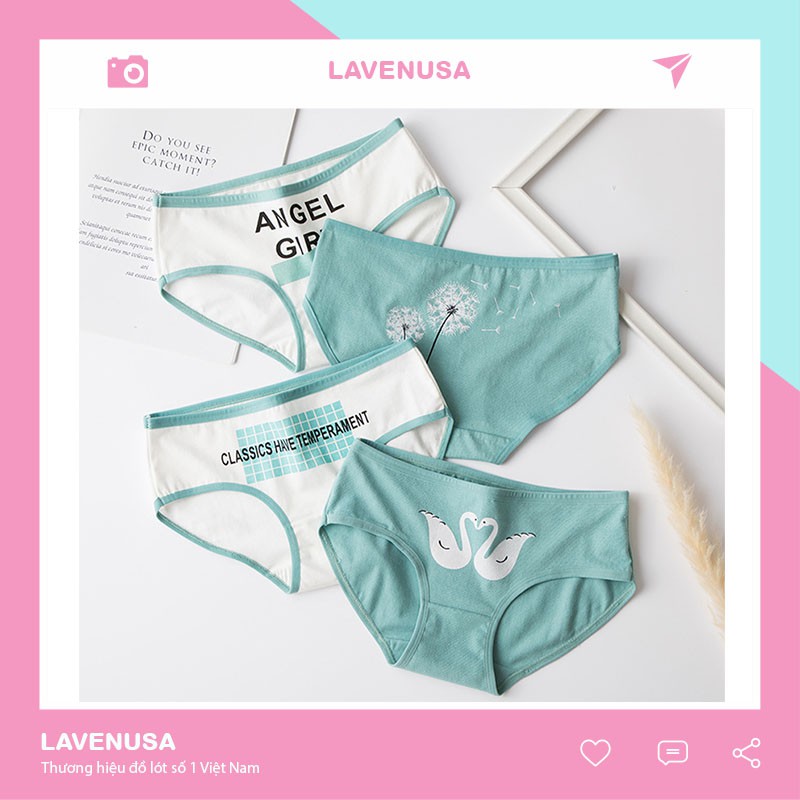 Quần lót nữ cotton cao cấp co giãn kháng khuẩn in hình đáng yêu dễ thương QL27 | BigBuy360 - bigbuy360.vn
