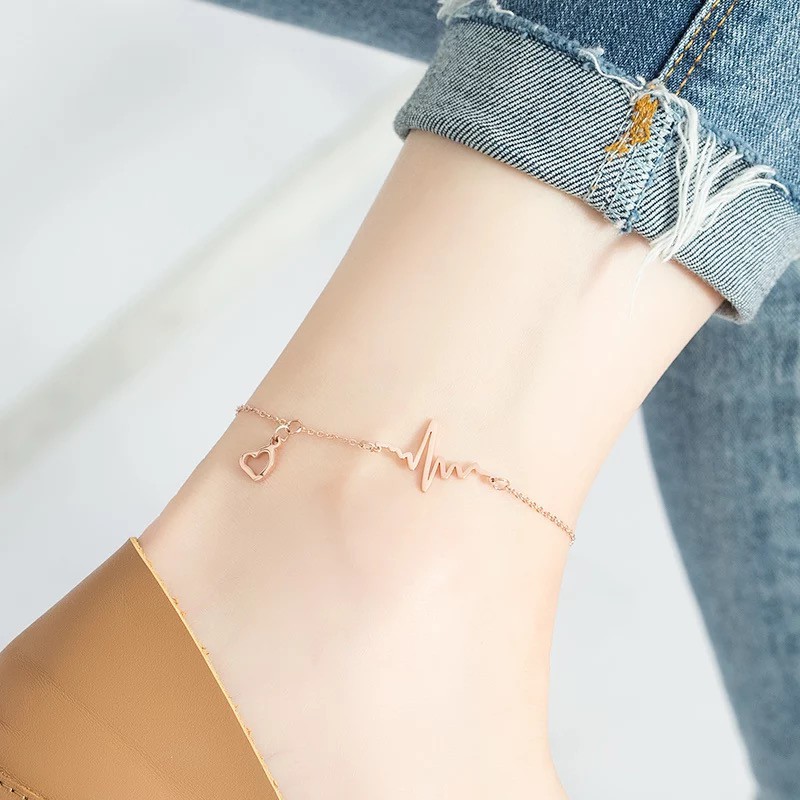Vòng Đeo Tay / Lắc Chân Bằng Thép Titan Mạ Vàng Hồng 18K Không Gây Dị Ứng Chống Thấm Nước Không Phai Màu Phong Cách Nhật Bản