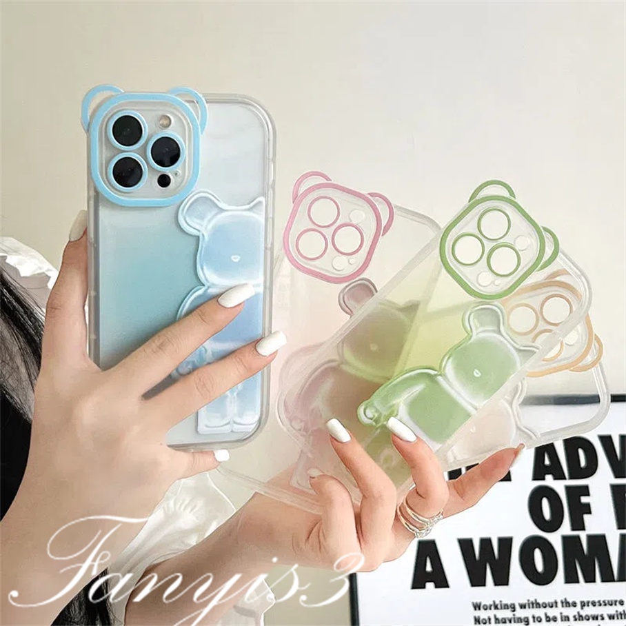 Ốp Điện Thoại Dẻo Trong Suốt Họa Tiết Tai Gấu Độc Đáo Cho iPhone 14 13 12 11 Pro Max 14 13 12 11