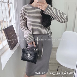 SALE OFF set áo + chân váy len Quảng Châu cao cấp