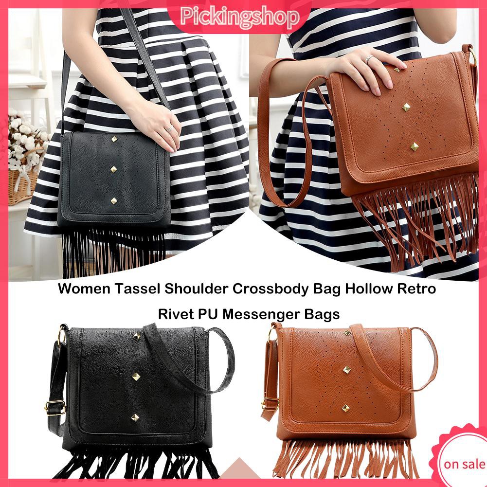 Túi Đeo Chéo Da Phối Tua Rua