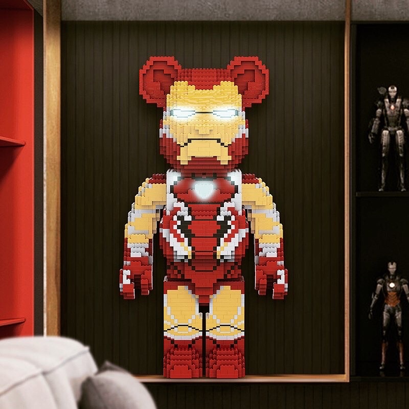 Đồ chơi lắp ráp lego Gấu Bearbrick lớn 73 cm mô hình Ironbrick Iron man Kaws trang trí nhà cửa