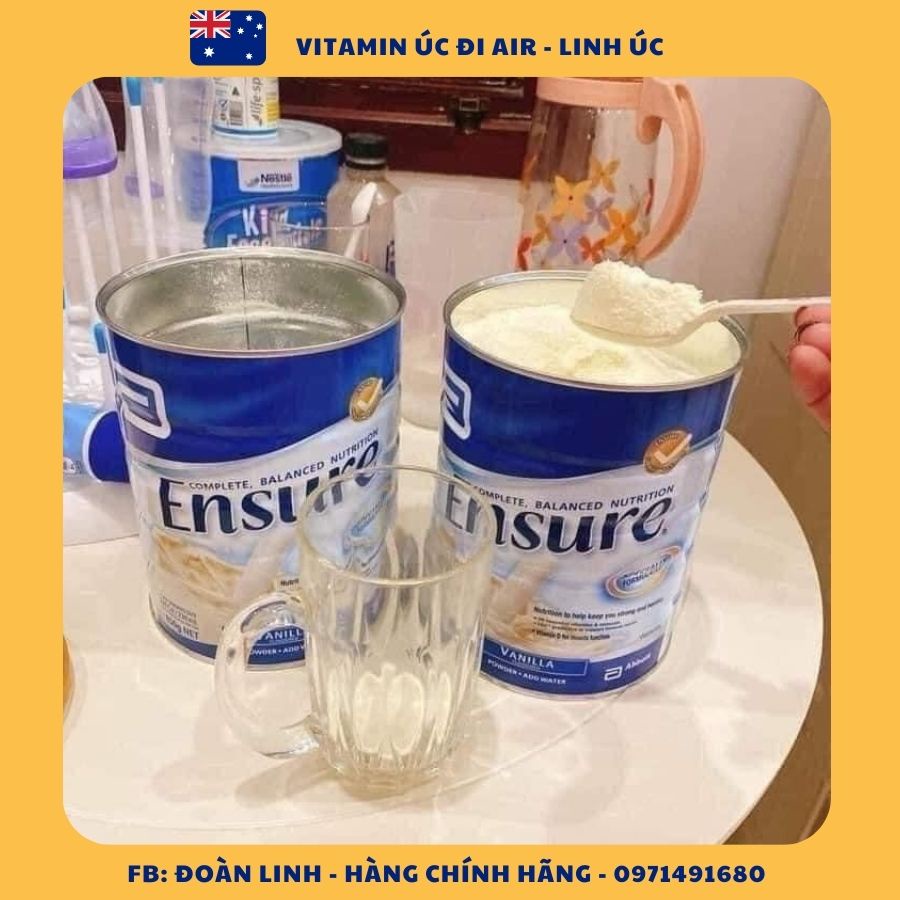 Sữa ENSURE Úc hộp 850g, Hàng chuẩn Úc Đi Air, Sữa Bột Ensure 850gr hàng Úc