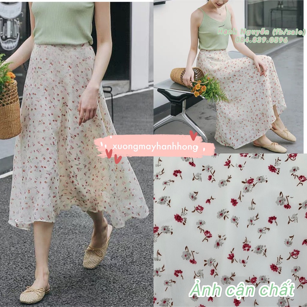 Chân váy hoa nhí vintage 2 lớp | BigBuy360 - bigbuy360.vn