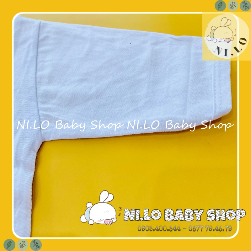 Áo sơ sinh Dài tay Cài Xéo Màu Trắng Trơn (100% Cotton Cao Cấp)