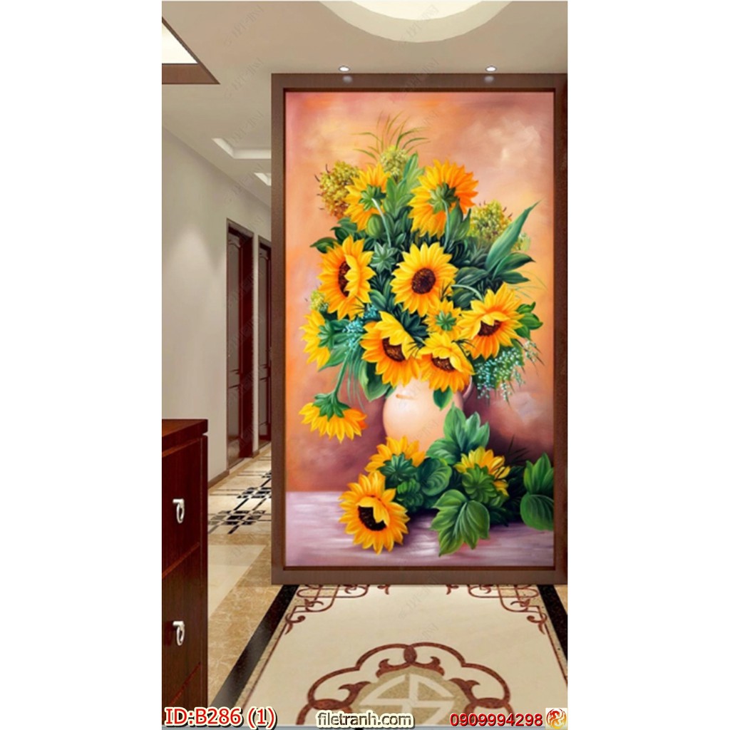 TRANH DÁN TƯỜNG 3D BÌNH HOA, LO HOA NHIỀU MẪU