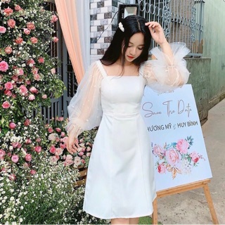 [ XẢ KHO GIÁ GỐC ] ĐẦM TRẮNG DỰ TIỆC/ váy thiết kế/ đâm thiết kế/ đẫm trắng phối tay Ngọc