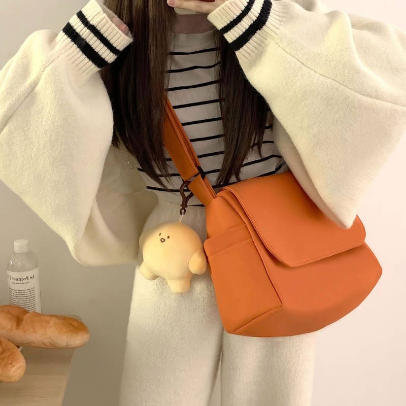 INS Korean Style Simple Pure Color All-Matching Japanese Crossbody Bag Fitness Shoulder Canvas Bag Schoolbag for Men and Women zFF6