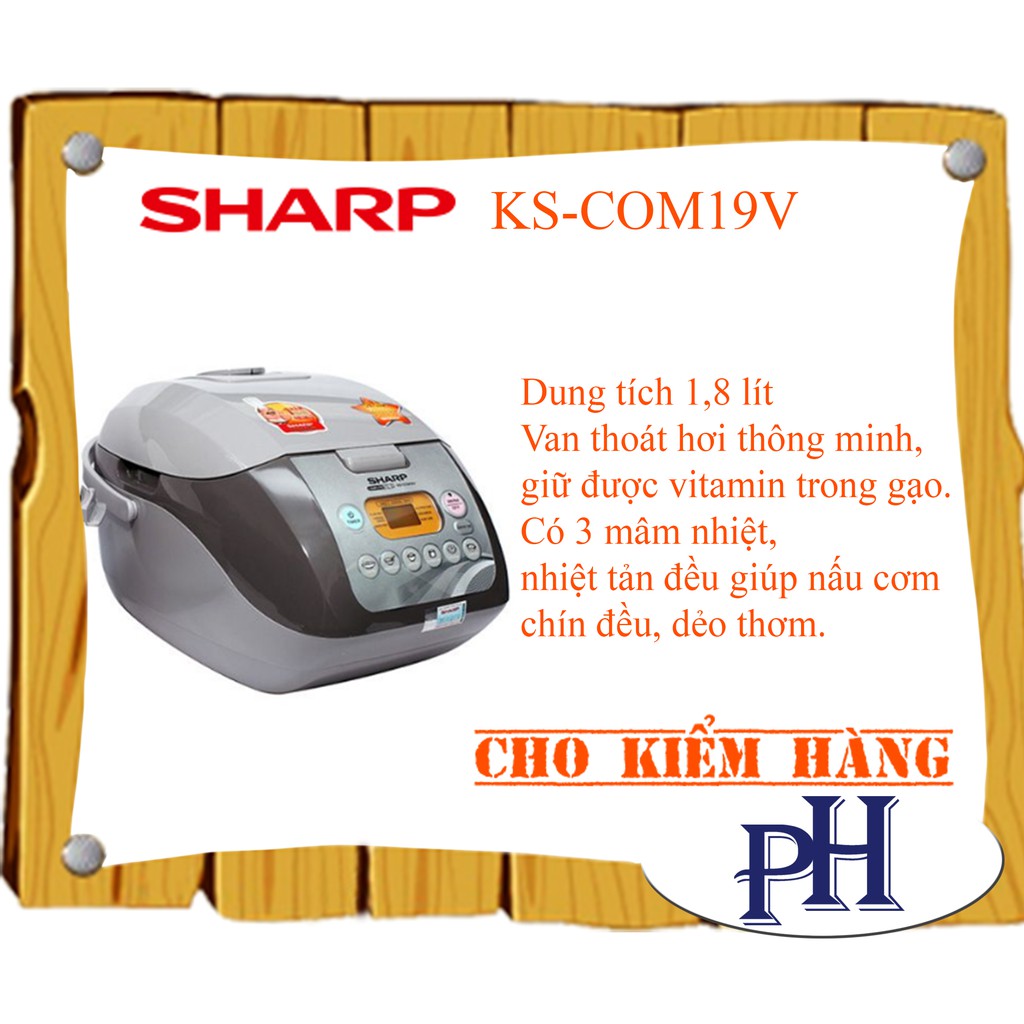 Nồi cơm điện tử Sharp KS-COM19V 830W 1,8L (Xám)