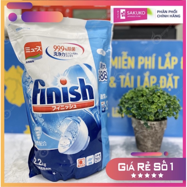 Bột Rửa Chén Bát FINISH Cho Máy Rửa Bát Nhật Bản 2.2Kg - SAKUKO