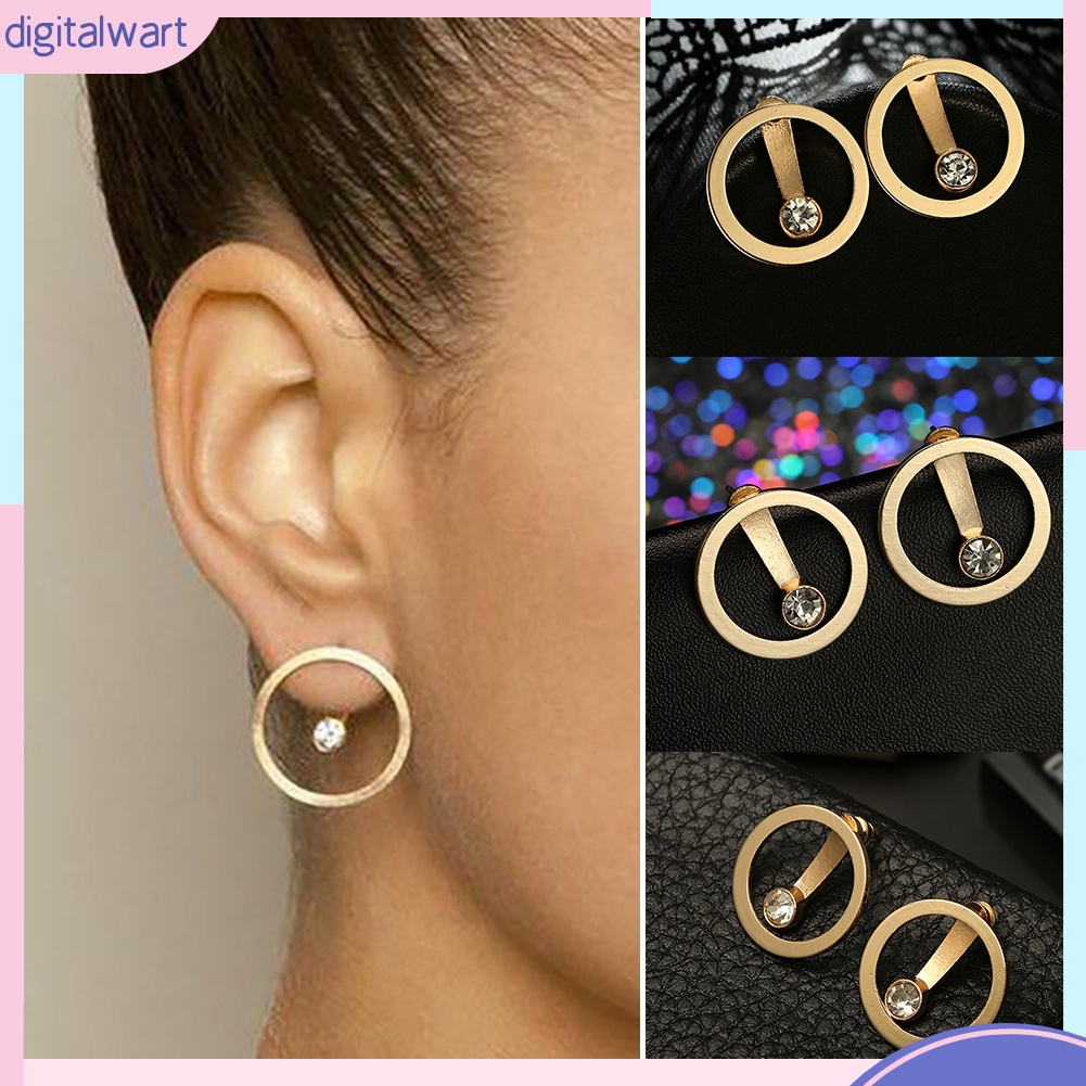 Khuyên tai 2 mặt đính đá thời trang cho nữ