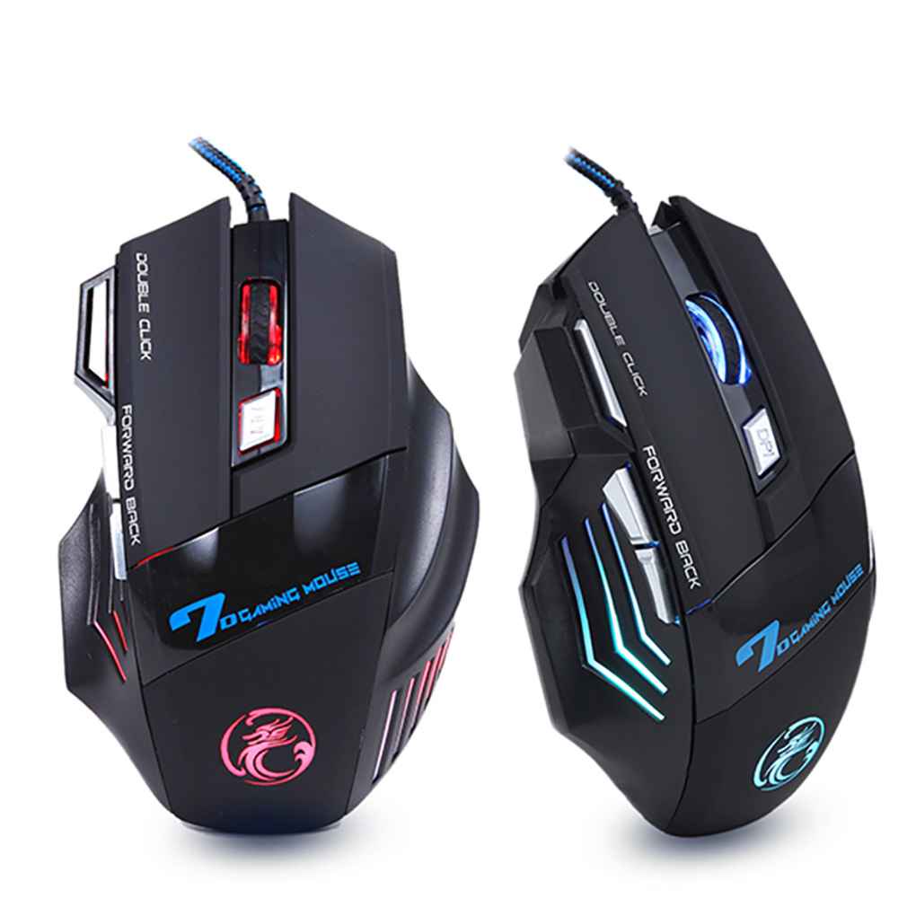 MC-iMICE X7 Double Click 7 Buttons USB Wired Optical Computer Game Mouse Respiratory LED Backlight Gaming Mice