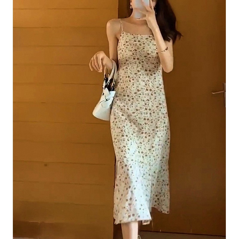 Đầm Hoa 2 Dây Đuôi Cá | Váy Hoa 2 Dây Kết Hợp Áo Vest Đi Làm Vừa Xinh Vừa Sang - D06