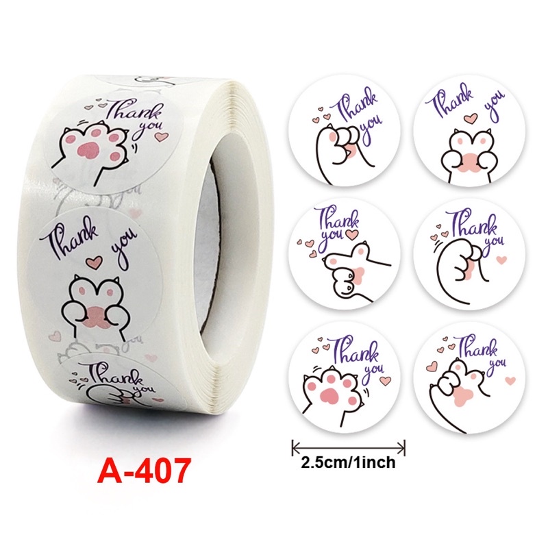 100 STICKER CẮT LẺ CẢM ƠN STICKER TRANG TRÍ 25mm