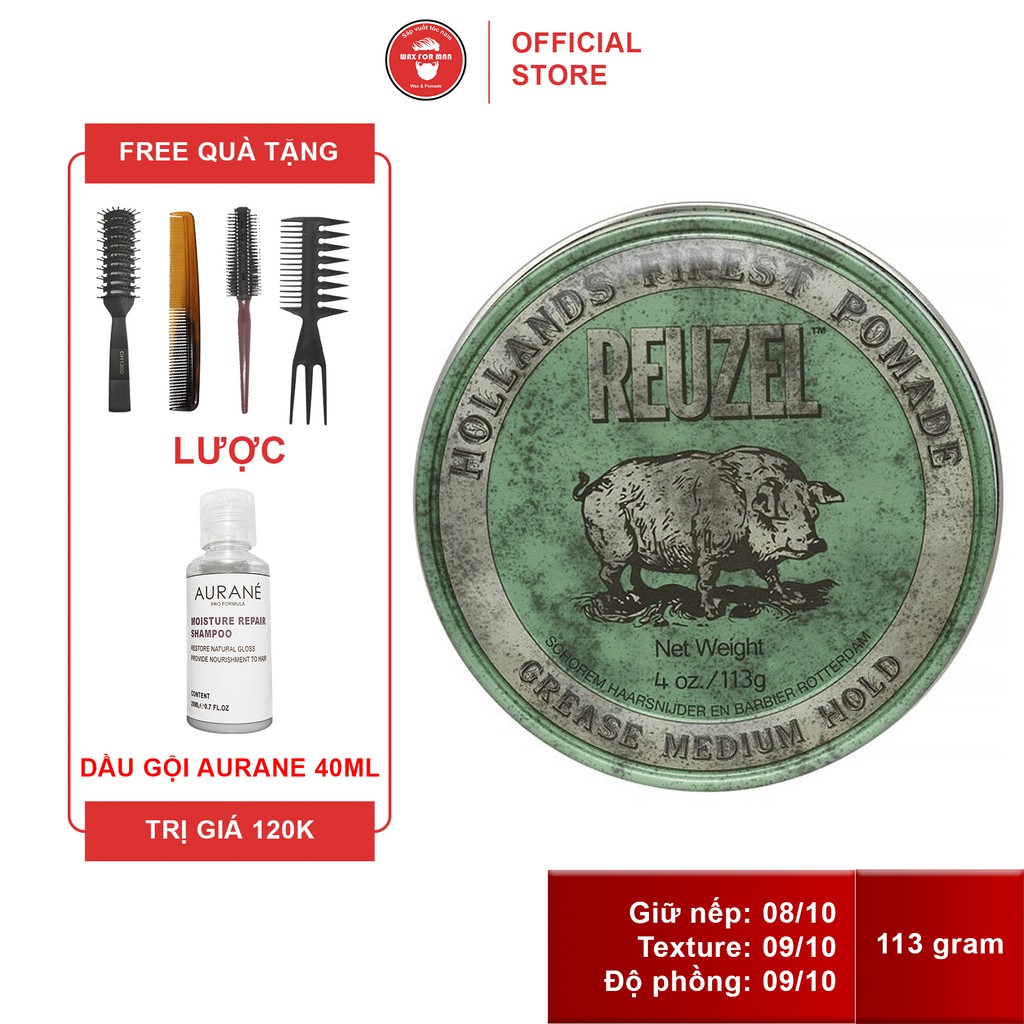 Sáp vuốt tóc Reuzel Green Pomade - xanh lá