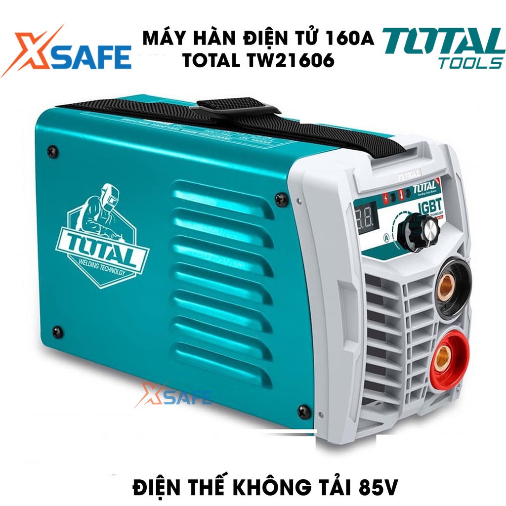 Máy hàn điện tử 160A TOTAL TW21606 Kèm 1 kèm hàn, 1 kèm Max, 1 cây chổi và 1 mặt nạ hàn Máy hàn TOTAL điện thế 85V