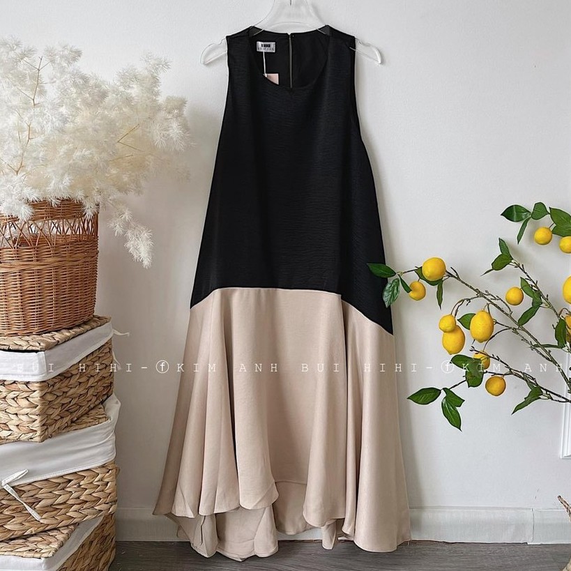 Váy sát nách phối màu dáng suống cực đep đẹp AH12 | BigBuy360 - bigbuy360.vn