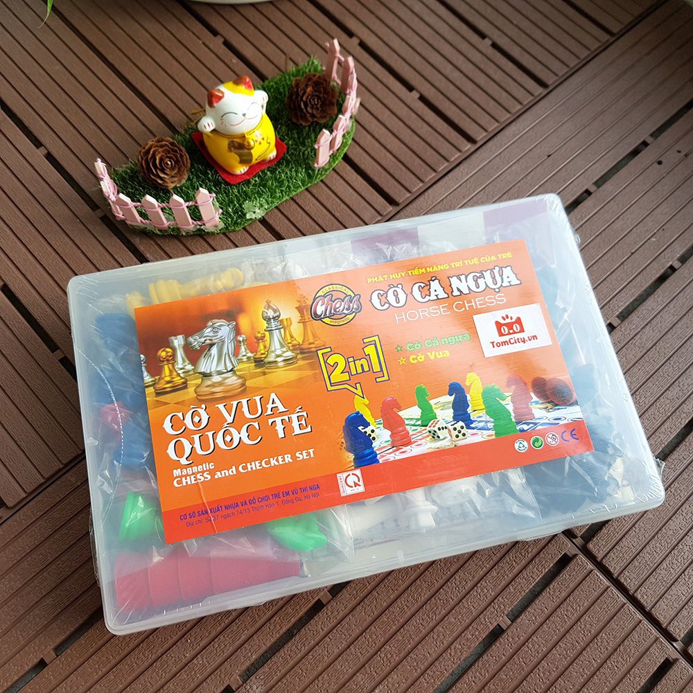 Bộ Cờ Vua Mini Kiêm Cờ Cá Ngựa Bàn Cờ 2in1