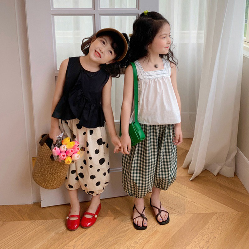 Set Áo Hai Dây Phối Quần Short Thời Trang Dễ Thương Cho Bé Gái