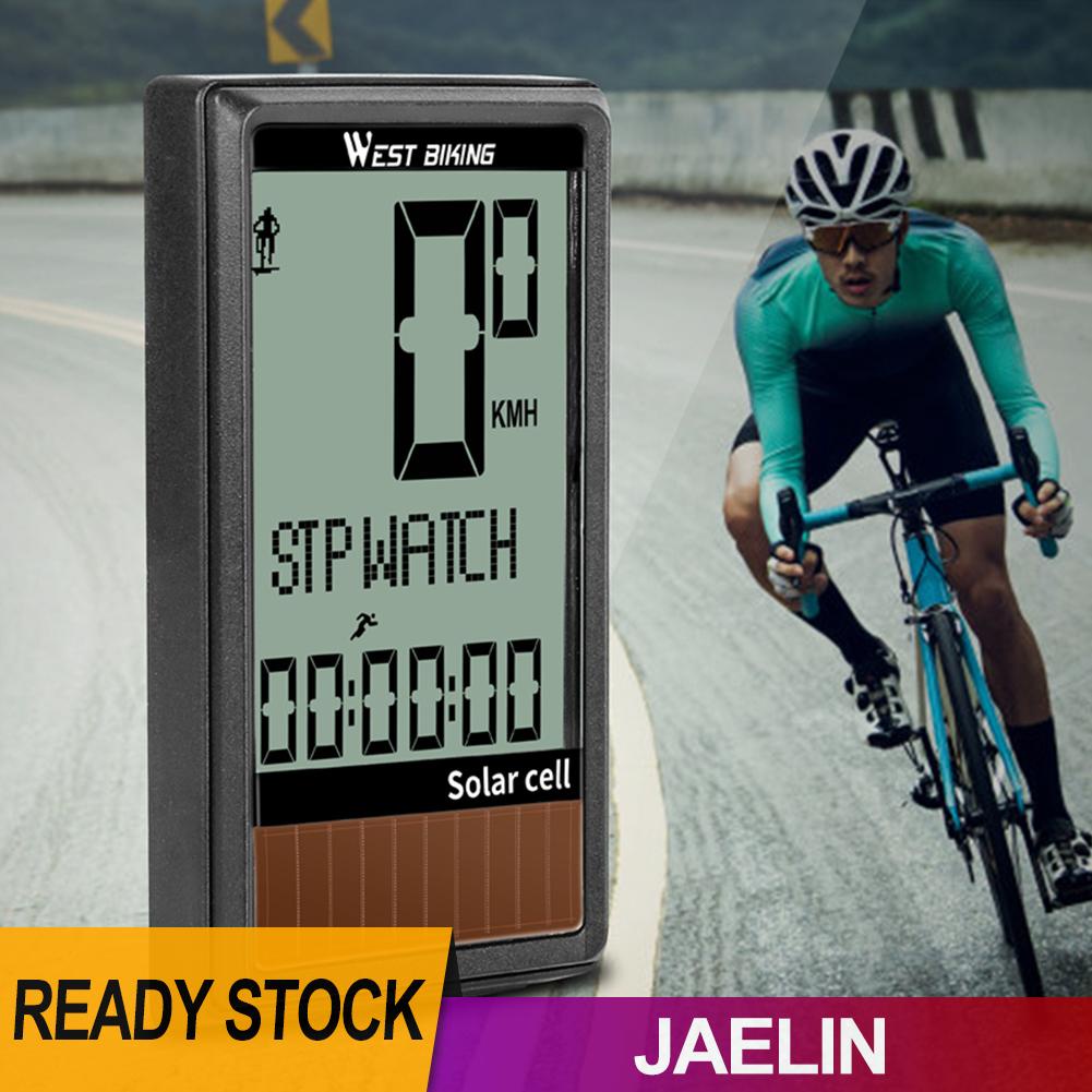 JAE WEST BIKING Solar Wireless MTB Bike Waterproof Computer Digital Stopwatch