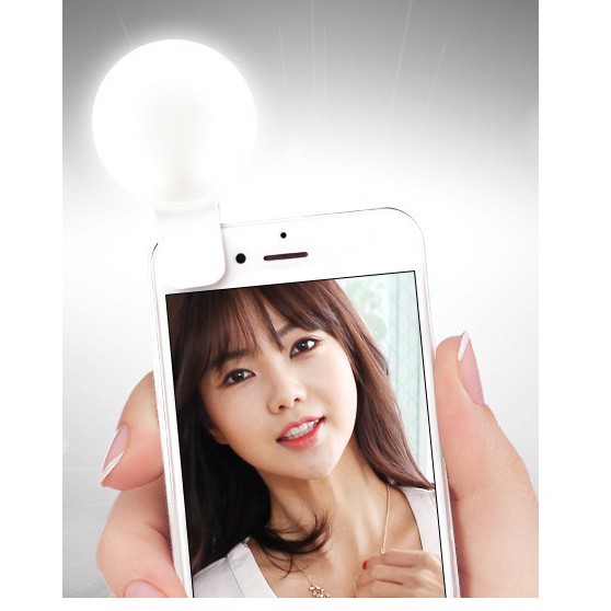 Đèn LED Kẹp Điện Thoại Hỗ Trợ Chụp Hình Selfie Pin Sạc USB