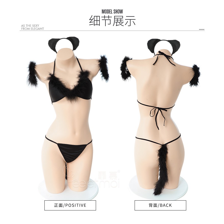 BDSM Bộ đồ ngủ 2 mảnh dạng bikini cosplay mèo con gợi cảm | BigBuy360 - bigbuy360.vn