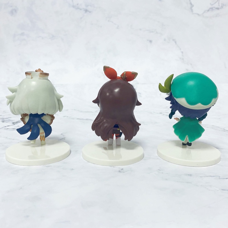 6PCS/set Anime Genshin Impact Figure Toys Set of Q Version Action Figures Decoration Venti Amber Lumine Aether Paimon Diluc